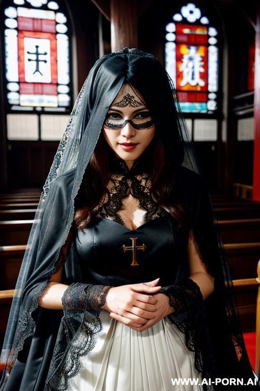pet collar, monstrous, (((lace veil covering eyes only))) showing her eyes secrecy - #main