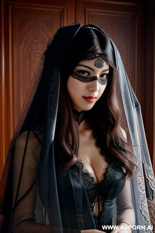 pet collar, monstrous, (((lace veil covering eyes only))), her eyes secrecy - #main