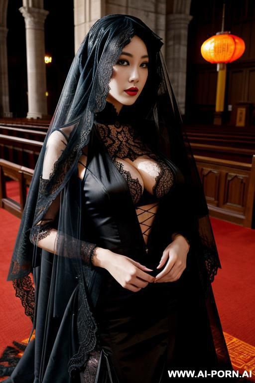 pet collar, monstrous, (((lace veil ))) her eyes secrecy, black clothes - #main