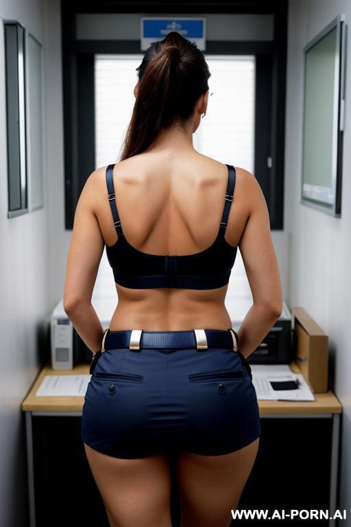 italian police officer from behind, wearing underwear, police station - #main