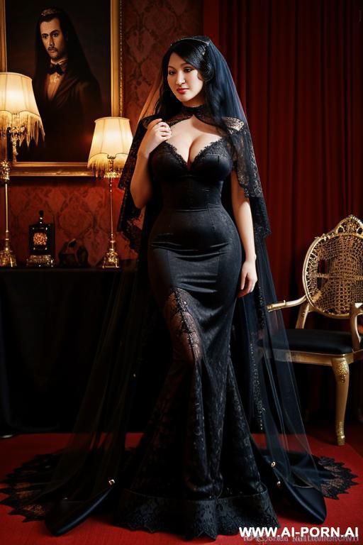 pet collar, monstrous, (((lace veil ))), black clothes, many lady in dinner - #main