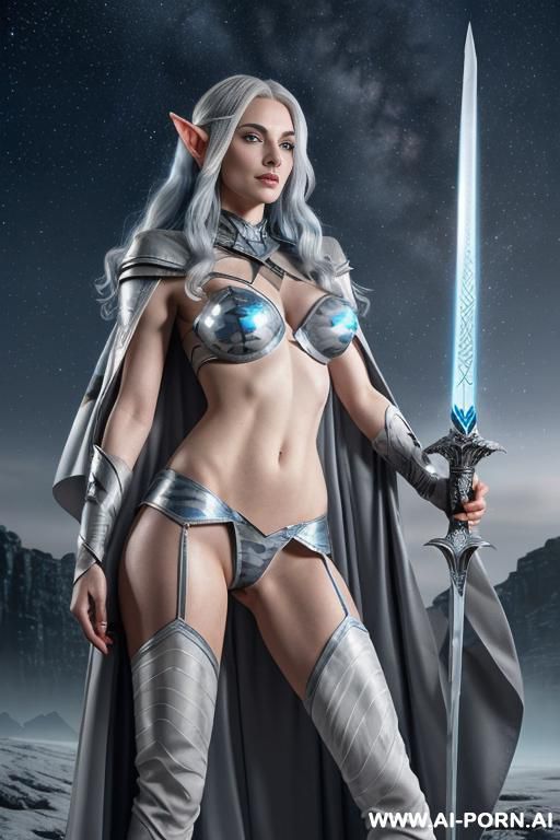 space aegis woman, sinewy athletic body, ((nude breasts)), (((white-gray skin))), (elegant sharp boobs), dominant woman, proud body pose, (elegant shape), front view, (eye contact), sharp face, brave - #main
