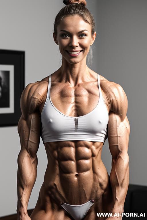 ((nude finnish short extremely muscular beautiful fbb woman satu takam.)), shredded pecs, shredded biceps, shredded abs, shredded traps, shredded lats, shredded delts, innerpecs, lowerpecs, white finnish - #main
