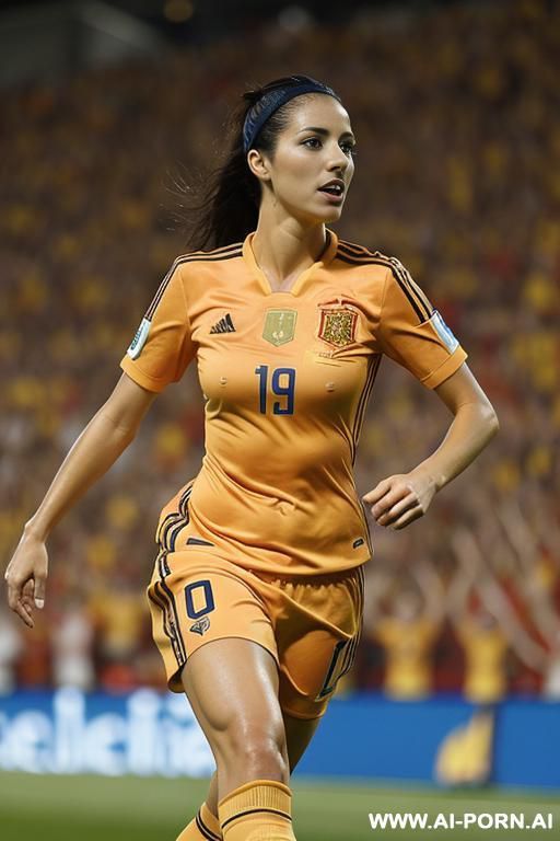 soccer stadium, topless, spanish soccer team uniform, showing boobs, crowd of people - #main