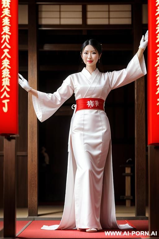a oracle is cleaning temple, white and red dress - #main