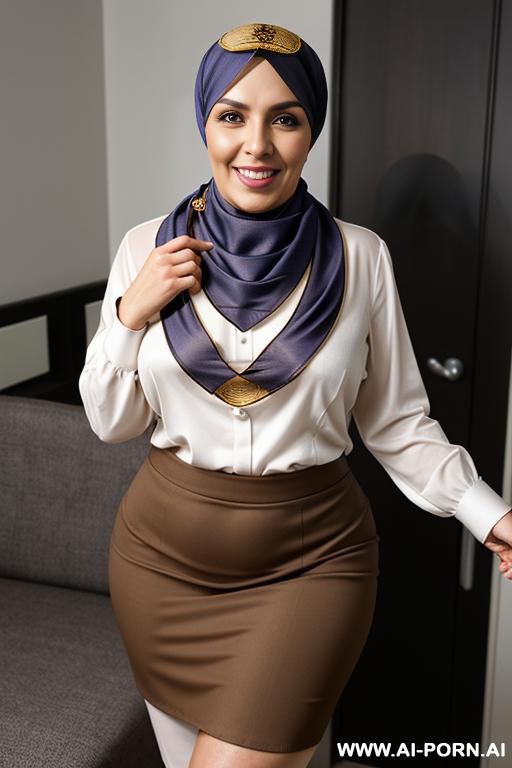 arab milf, (((((arabic head scarf))))), brown skin, very wide hips, extremely wide hips, dark brown nipples, exposed tits, nude, big hard brown nipples with big areolas. black skirt, selfie - #main