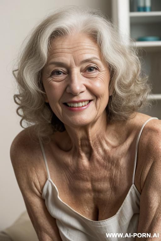 direct eyecontact with viewer. very wrinkled, very old lady, grandma, aging mark, smiling, - #main