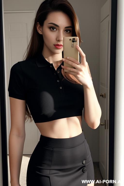 cropped polo shirt, skirt - #main