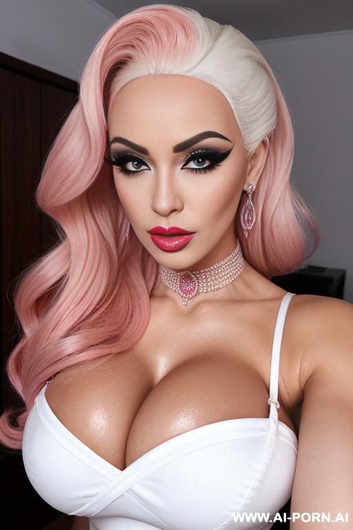 bimbo, bimbofication, fuckdoll, tanned, gigantic fake breasts, lip injections, gigantic fake lips, tight pink dress, dollification, big dramatic eyelashes, long nails, transgender - #main