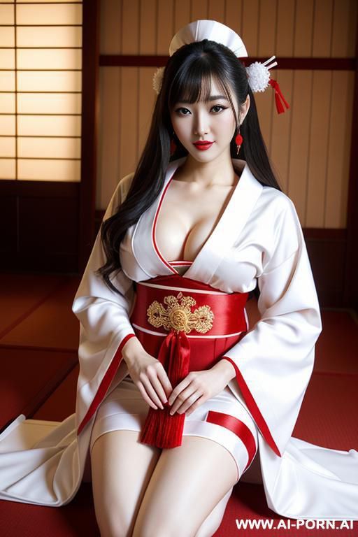 a sexy sant play with big sextoy, white and red traditional dress, temple - #main