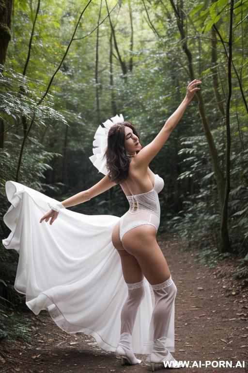 0 years old woman in white classic lingerie dancing with bandits - #main