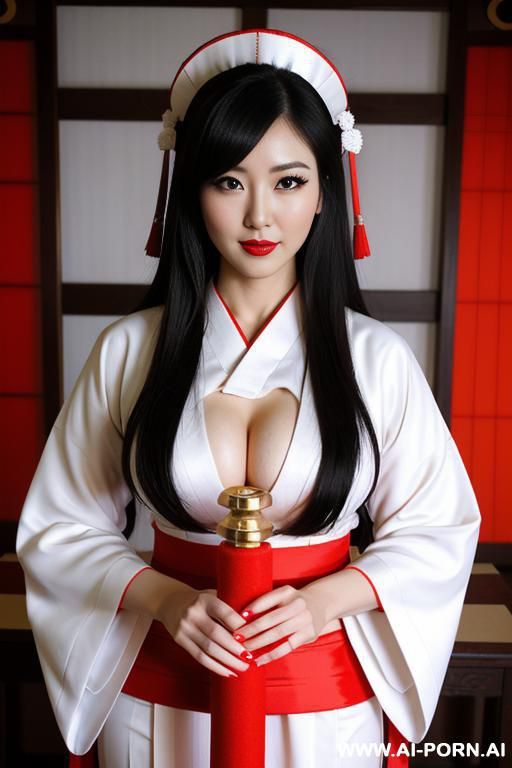 a sexy sant play with big sextoy, white and red traditional dress, temple - #main