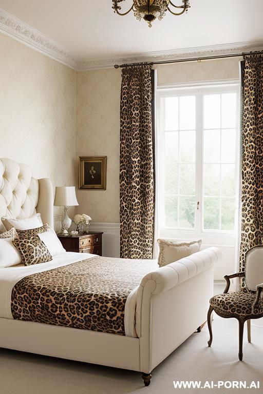 dark gloomy castle bedroom, woman wearing wedding lingerie, woman bouncing up and down on dildo, leopard print gloomy castle bedding - #main