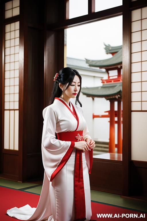 a oracle praying in temple, white and red - #main