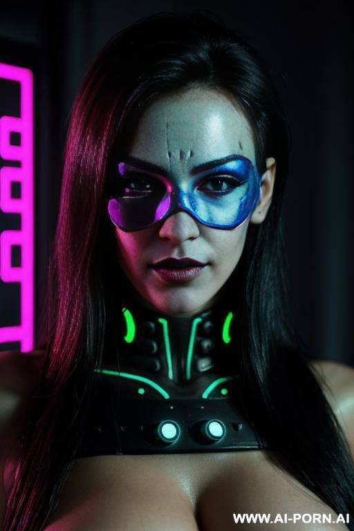 (close up) (cyberpunk woman) (cyberpunk mask) (black lights) - #main