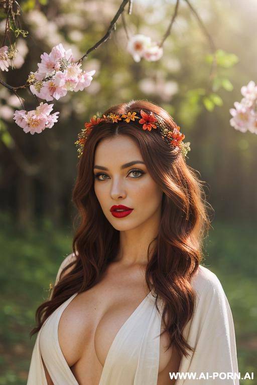eyes contact, red lipstic, topless, erected nippless - #main