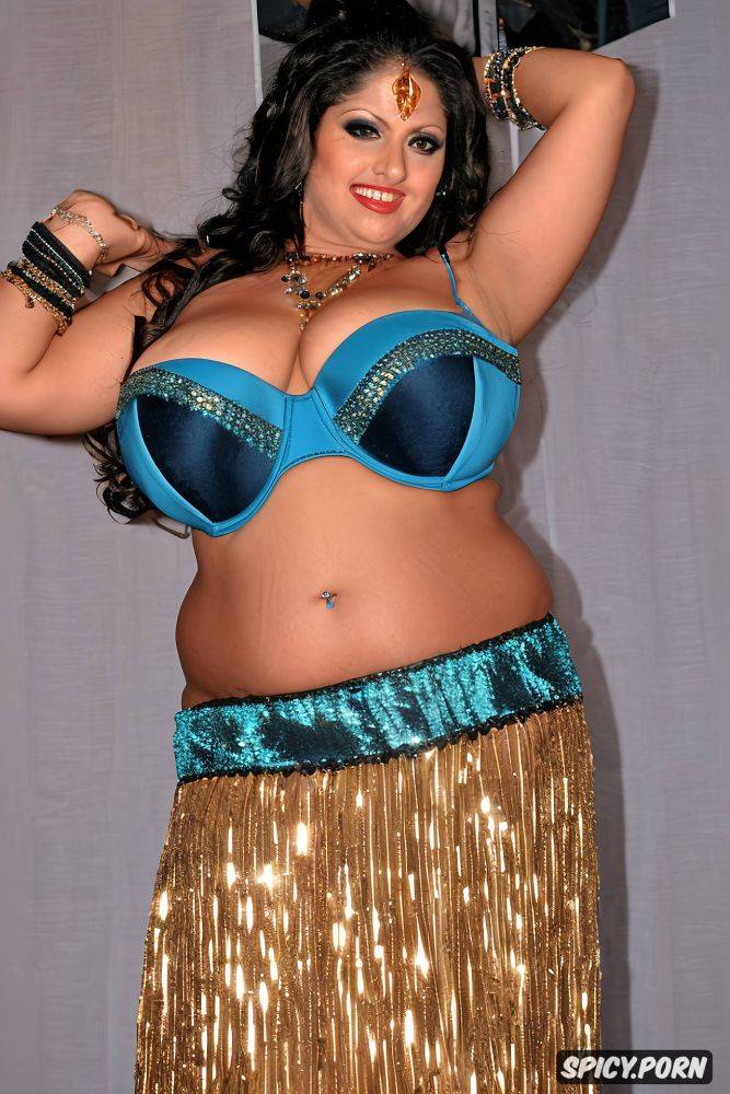half view, half view, color photo, beautiful perfect face, gorgeous indian belly dancer - #main