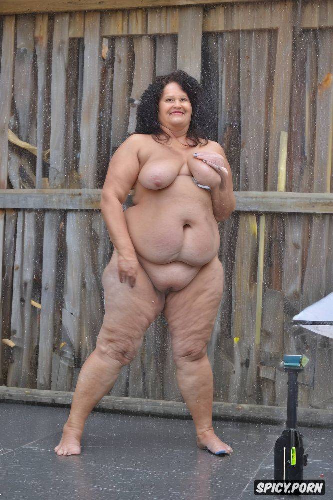 naked and topless ssbbw arab obese old granny gilf, massive sagging belly layers - #main