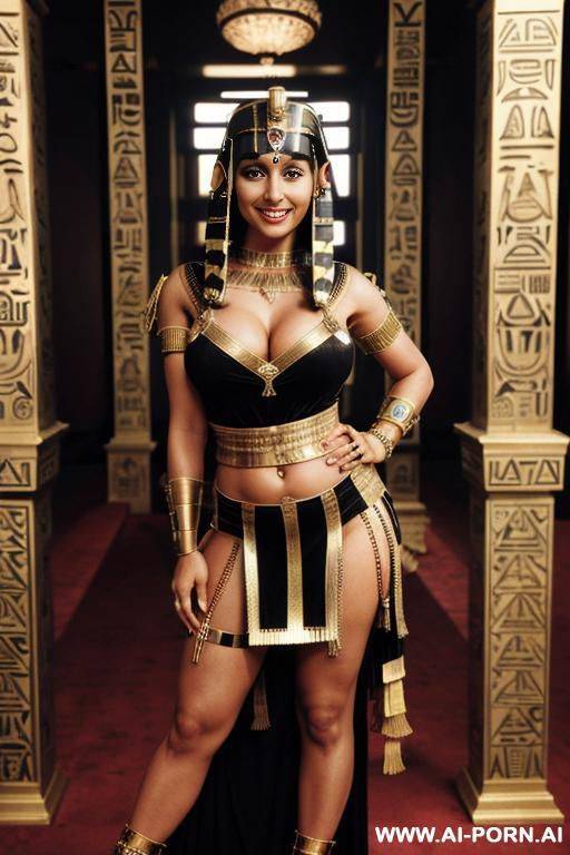 tanned busty, flashing gigantic boobs and pussy looking romantic with round eyebrows smiling - #main