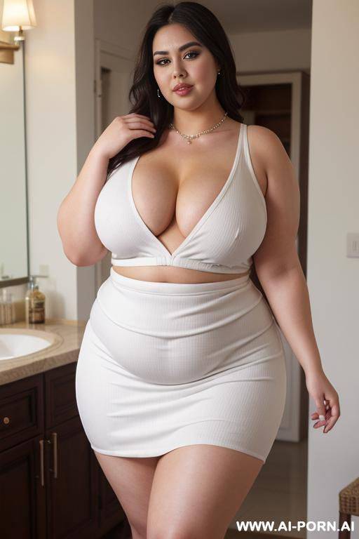 curved hips, alluring thighs, sleeveless turtleneck, (((keep face))), extra thicc, super pear shaped, rotund - #main