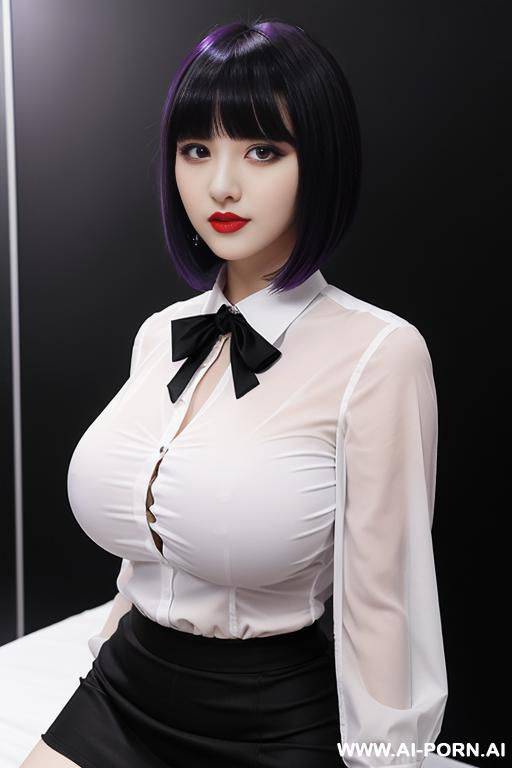 white shirt, black skirt, goth, black tie - #main