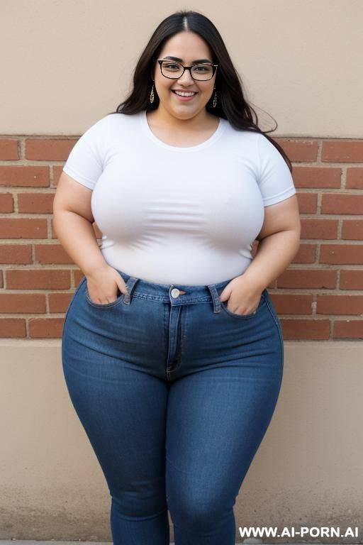 mexican, very chubby, gordita, eating, nerd, glasses, ultra wide hips, standing up, tight jeans, band shirt, ssbbw, rotund, huge, eye shw, eating taco, beautiful face - #main
