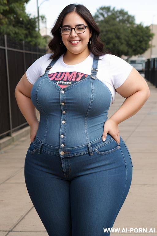 mexican, very chubby, gordita, nerd, glasses, ultra wide hips, standing up, tight jeans, band shirt, ssbbw, rotund, huge, - #main