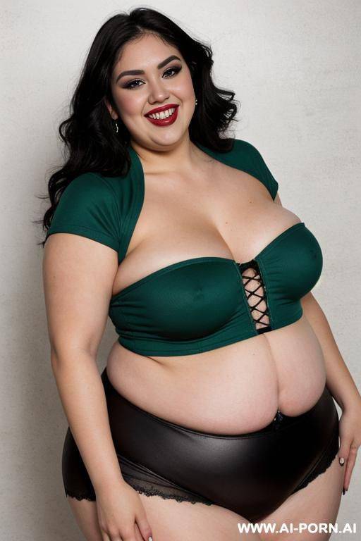 mexican, nerd, punk rock woman, super wide body, black band shirt, wide hips, huge, gordisima, gordita, extremely pear shaped, happy bimbo, hourglass shaped, holding books, drinking a green potion - #main