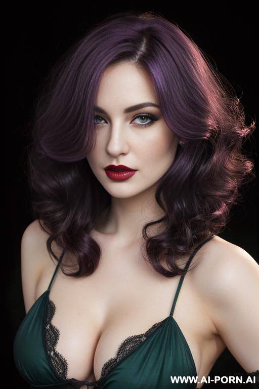 very real, (white skin), hourglass voluptuous lady, (darkness background), (hair color: light-latte), (hairstyle: swept to one side), mild lipstick, (sheer nightgown) , (ghastly skin & pallid) - #main