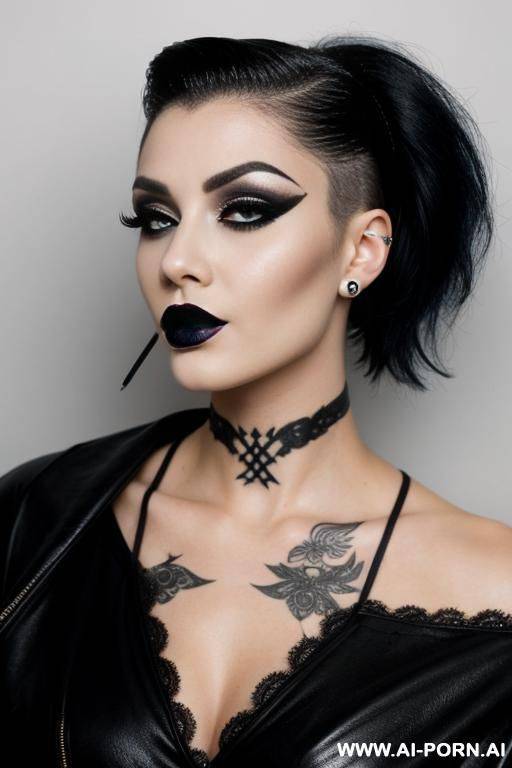 undercut, blonde, goth, makeup, black lipstick, - #main
