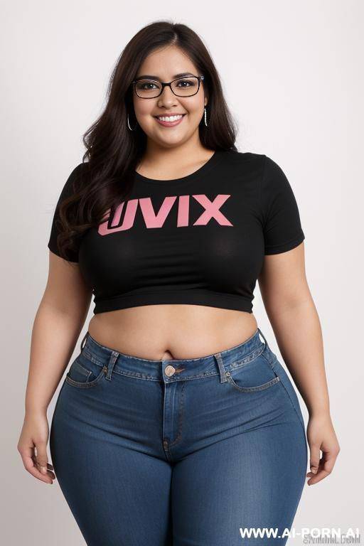 mexican, very chubby, gordita, nerd, glasses, ultra wide hips, standing up, tight jeans, band shirt, ssbbw, rotund, huge, eye shw - #main