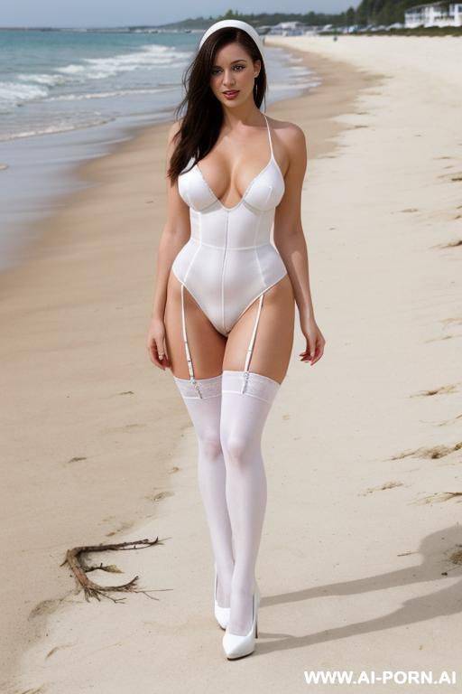 ((white high heels)), ((white stockings)) - #main