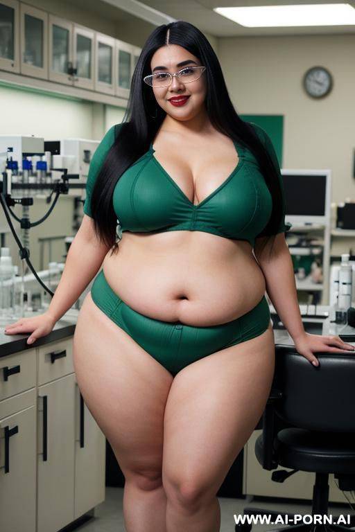 mexican, chola, hugely pear shaped, gordita, rotund physique, ultra wide hips, drinking potion, hourglass figure, punk rocker, wearing band shirt, drinking a green potion, wearing glasses, massive thighs - #main