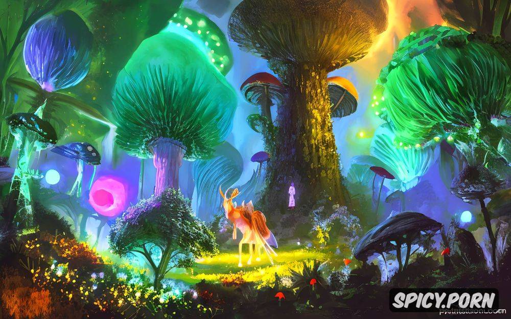 hiqh quality picture, beautiful colors, magic mushrooms glowing in the dark - #main
