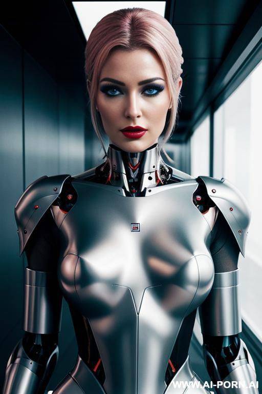 immagine realistica di elevata qualita, cyborg robot woman sensual metallic di colore whait. - #main