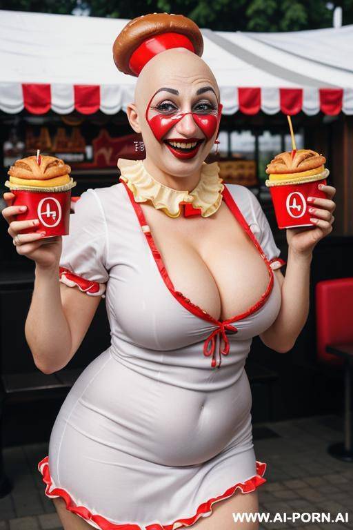 clown face, hamburger, eating, beer - #main