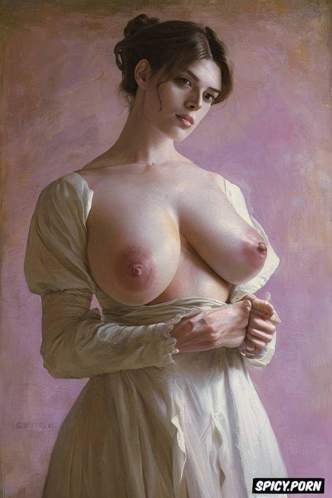 pink nipples, masculine, millie brady, jules bastien lepage oil painting - #main