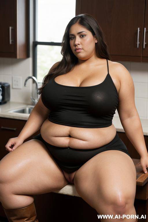 mexican, super , supermodel, muscular arms, super wide hips, hourglass figure, long hair, wearing sundress, huge, super thicc, very wide, rotund physique, tight shirt , massive thighs, big belly, - #main