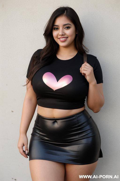 supermodel, mexican, bimbo, wide hips, hourglass figure, wearing tight band shirt, extra thicc, very pear shaped - #main