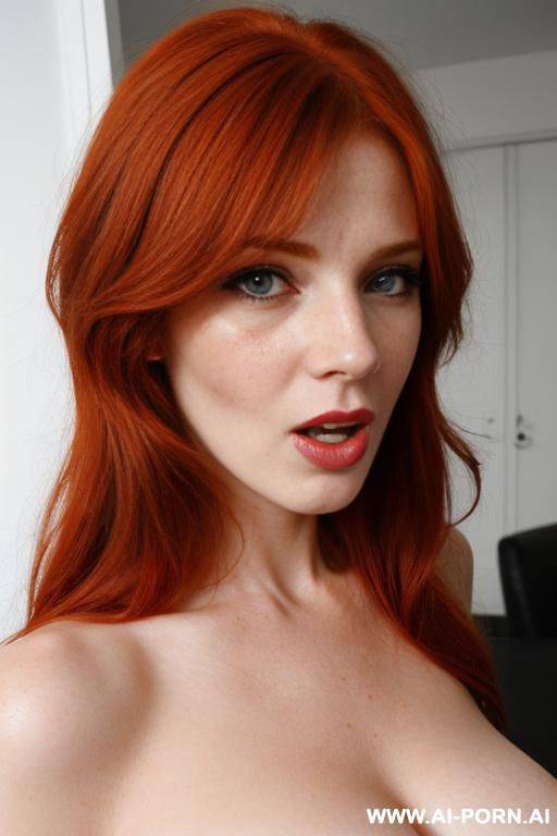 beautiful redhead woman face with s, cum on nose, shocked and disgusted - #main