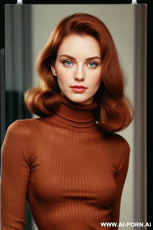 160s. 166. vintage, retro. busty. cutie babe face. 18 years old. simpleton. without makeup. turtleneck sweater. - #main