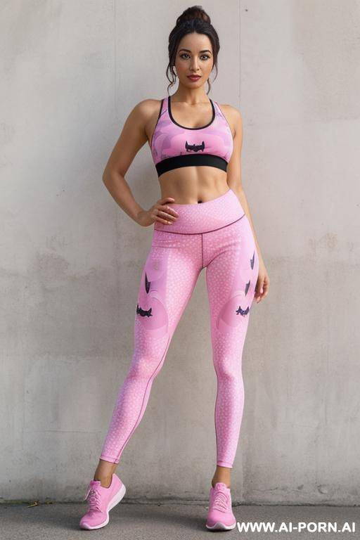 pink yoga pants with bats pattern - #main