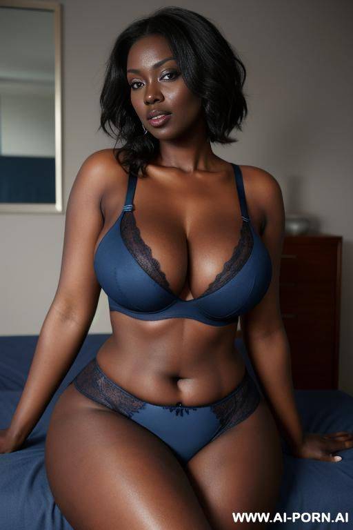 messy hair, hourglass body, extremely short and tight blue clothes, big boobs, very seductive look - #main