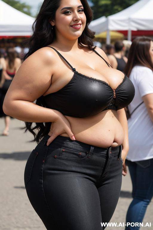 supermodel, mexican, super pear shaped, long hair, bimbo, high rise jeans, tight shirt, extra thicc, gordita, bbw, rotund physique - #main