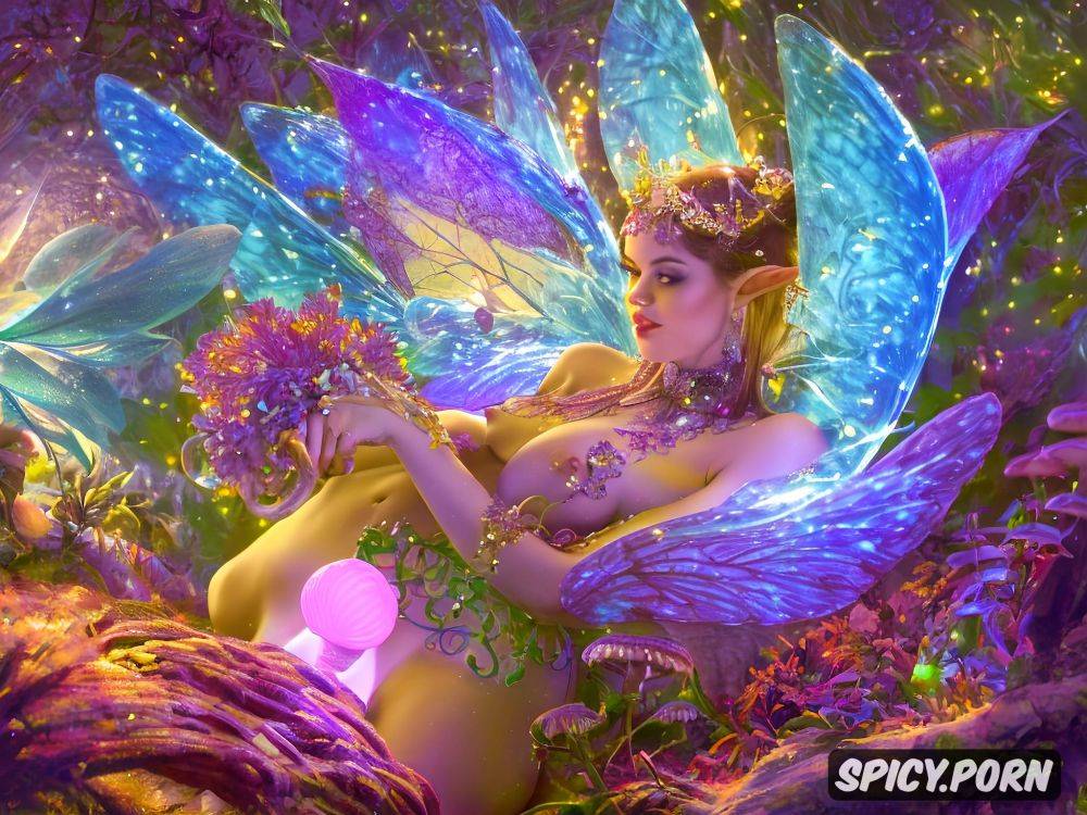 magic mushrooms glowing in the dark, fantastic scene, high quality picture - #main
