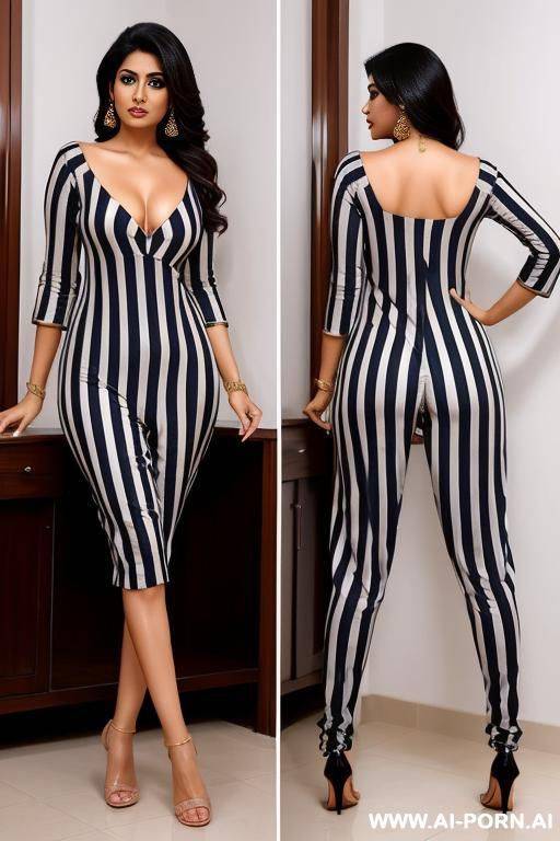 desi woman in sal kameez and stripes one by one the dress, down upto ankle and hairy pussy flash, standing back pose fully nude ass - #main
