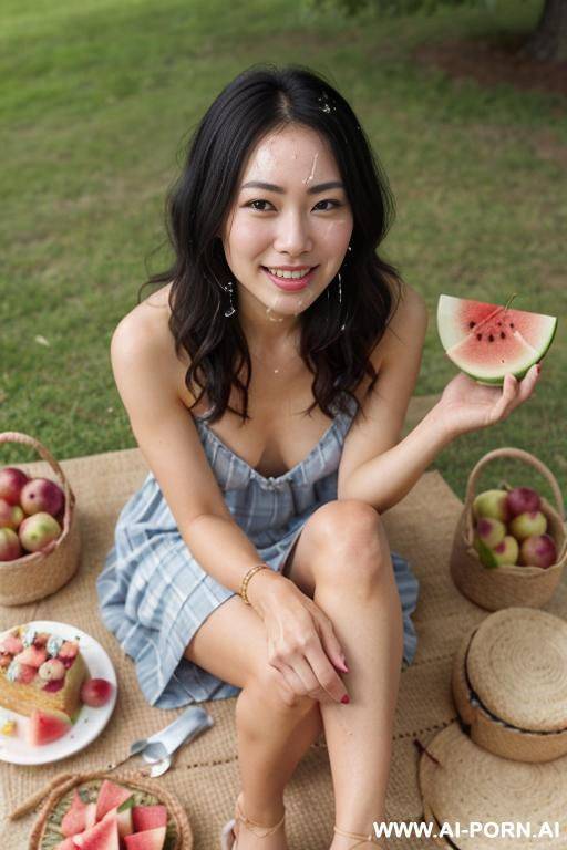 a very beautiful japanese woman is naked at the mall. many people are looking at her. - #main