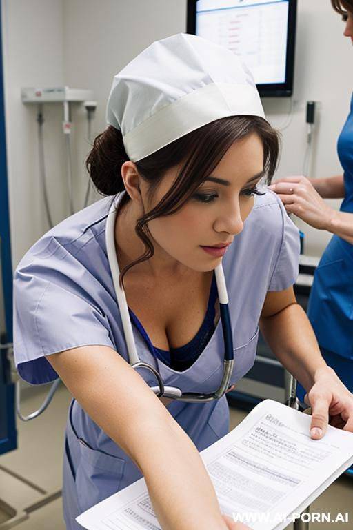 (close up) (bending down) (nurse) (scrubs) (exam room) - #main