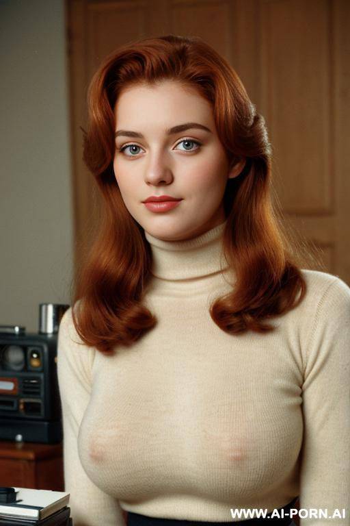 170s. 176. vintage, retro. 18 years old. cutie babe face. turtleneck sweater. without makeup. natural beauty. busty. natural boobs. - #main