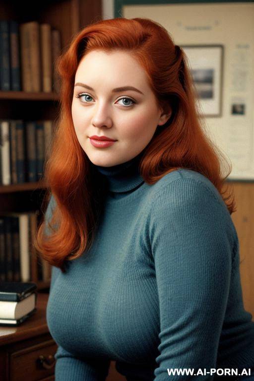 170s. 176. vintage, retro. 18 years old. cutie babe face. turtleneck sweater. without makeup. natural beauty. curvy, chubby, busty. - #main